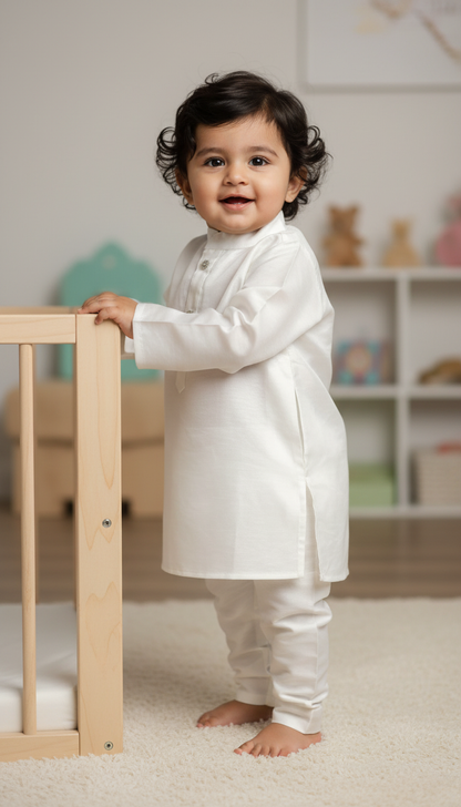 KPK7013 White Kurta With White Pyjama Set 1-2year