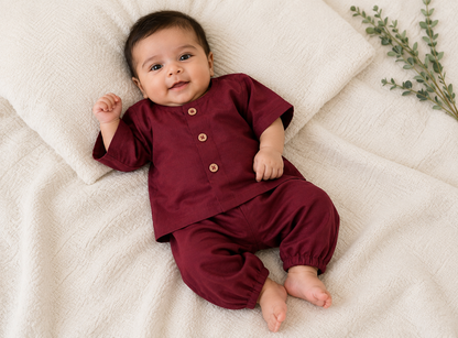KPK2017 Baby Maroon Kurta Pyjama Set – 3 to 6 Months