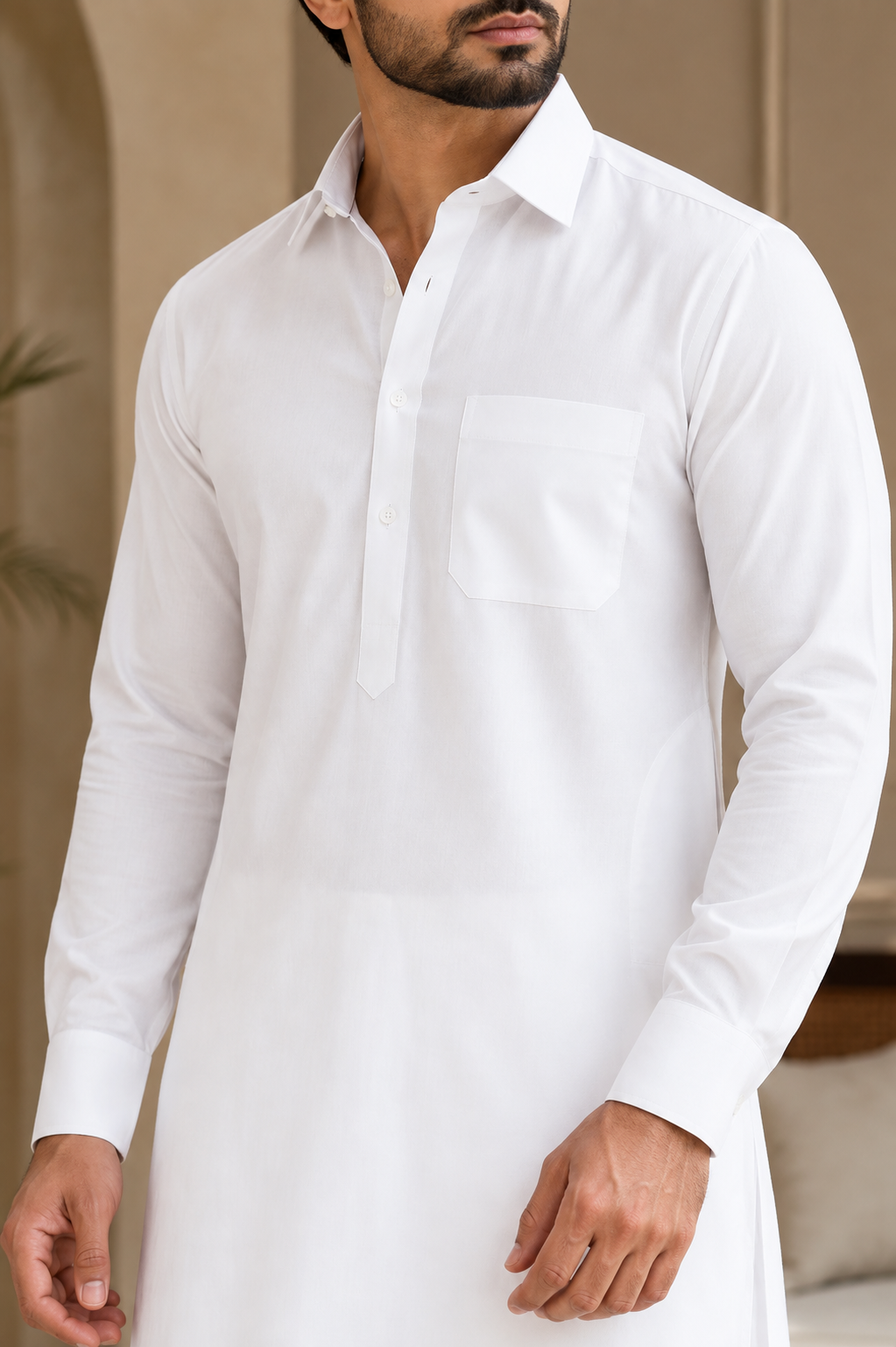 KPC1045 White Pathani Set