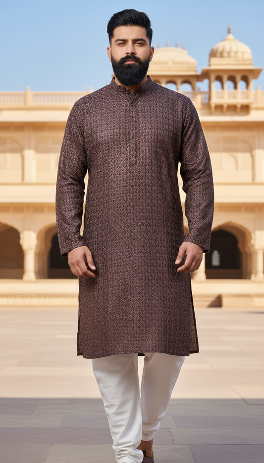 KPD6135 Metallic Brown Kurta Pyjama Set