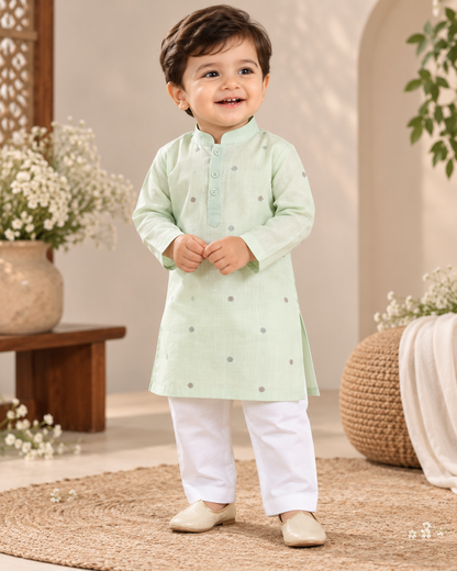KPK2033 Pistachio Green Kurta with White Pyjama