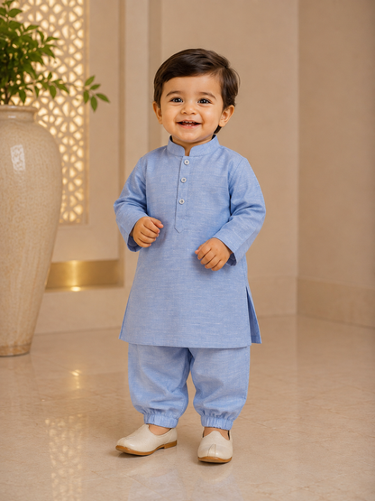 KPK2026 Sky Blue Kurta Pyjama Set for Baby Boys
