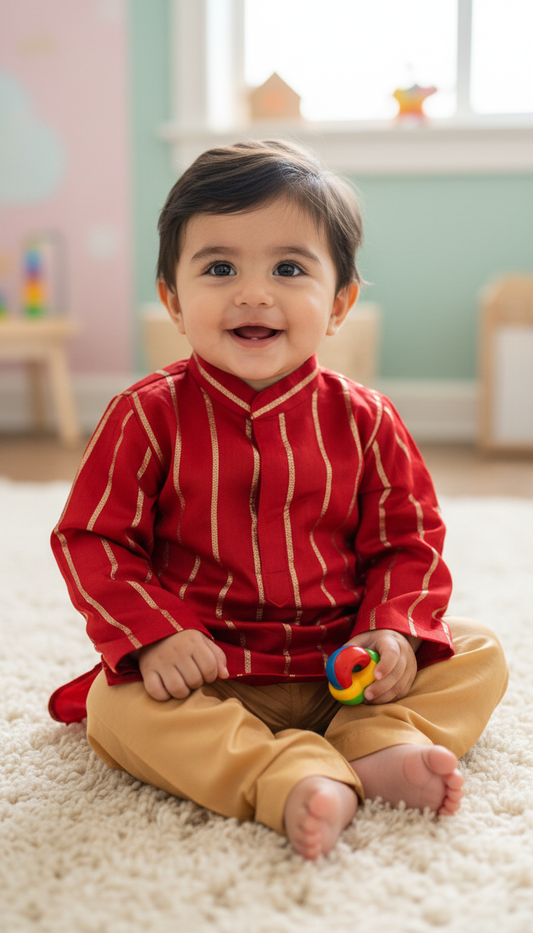 KPK7109 Red Designer Kurta Pyjama Set