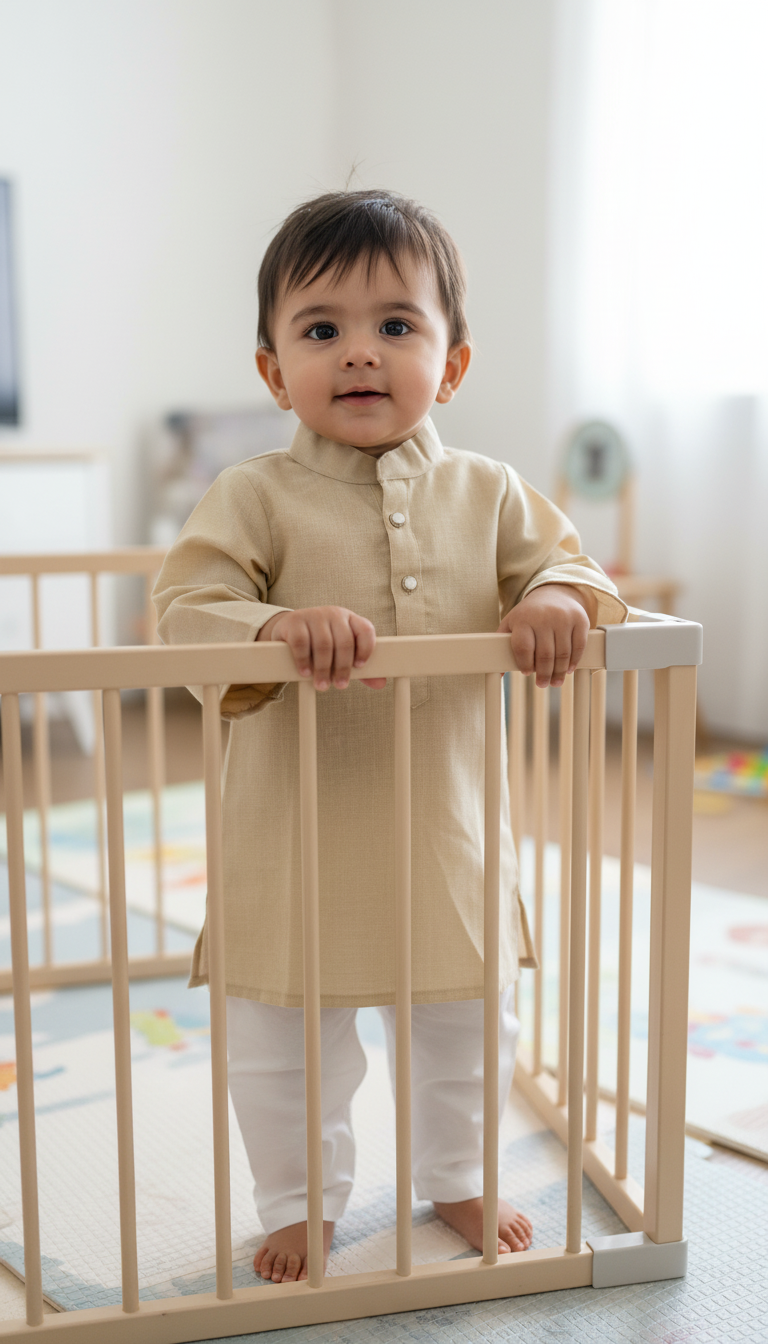 KPK7012 Light Beige Kurta Pyjama Set 1-2year