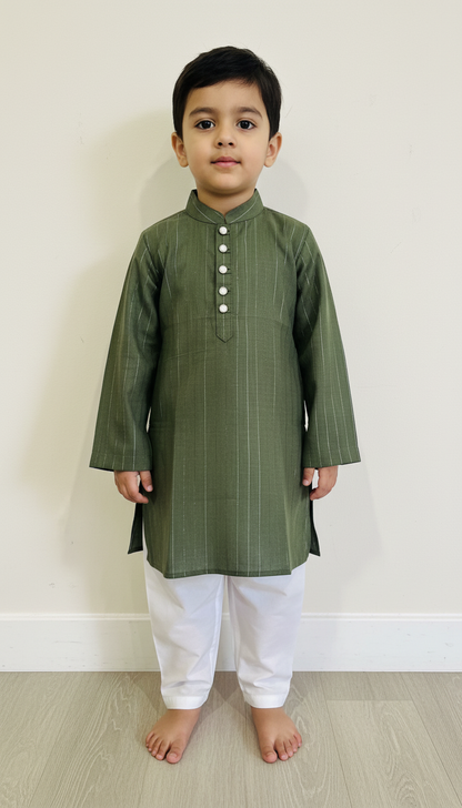 KPK7045 Olive Kurta Pyjama 3-4y