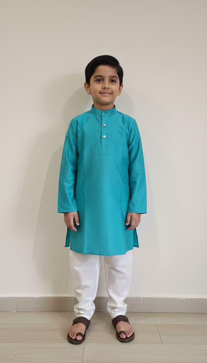KPK7056 Designer Turquoise Kurta Pyjama Set 5-6y