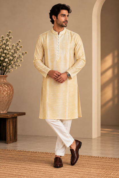 KPD6301 Golden Designer Kurta Pyjama Set