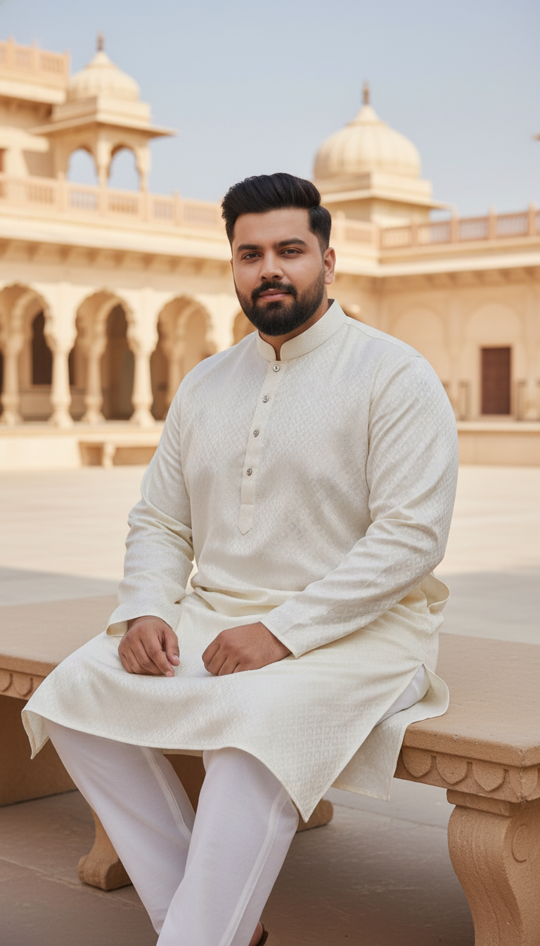 KPD4000 Self White Plus Size Kurta Pyjama