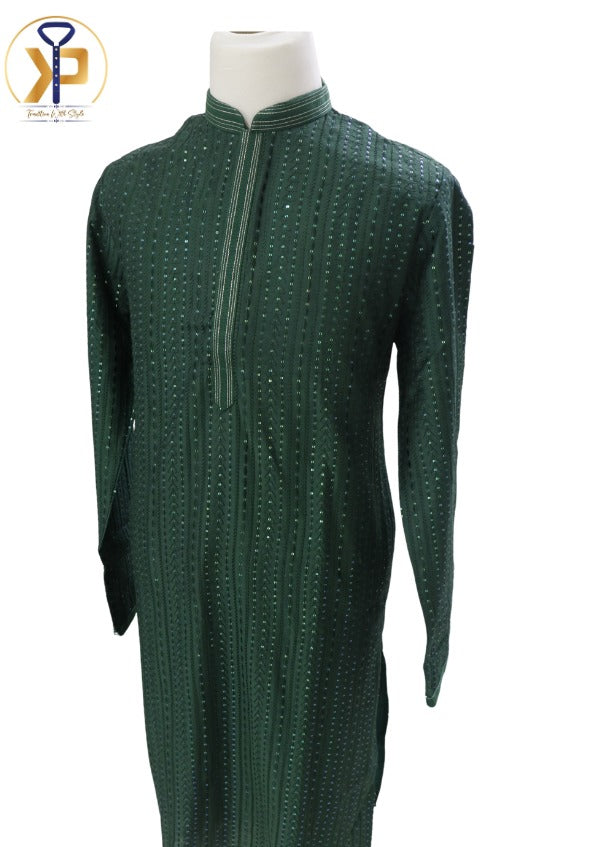 green kurta pyjama