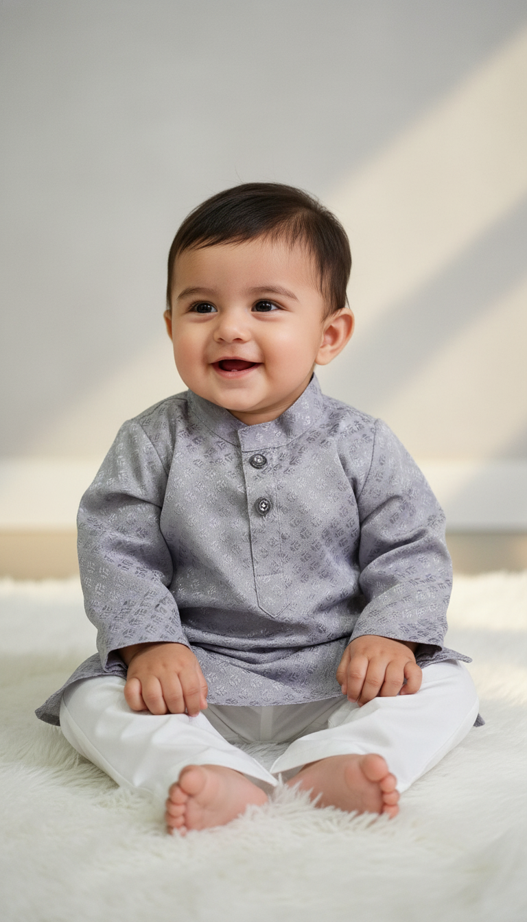 KPK7116 Grey Kurta Pyjama Set 3-6m