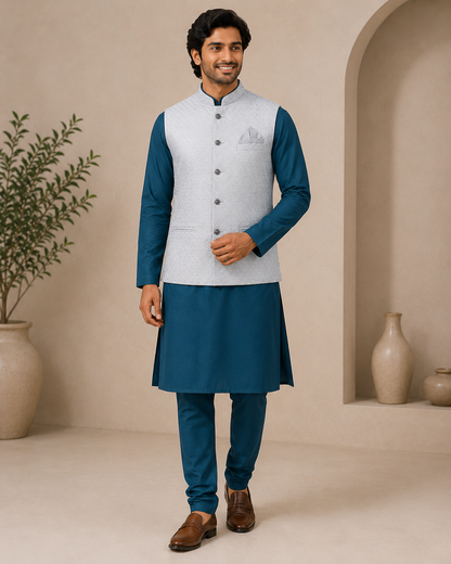 KPJ7116 Grey Work Nehru Jacket