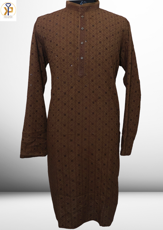  Plus Size Brown Kurta with Straight Pyjama