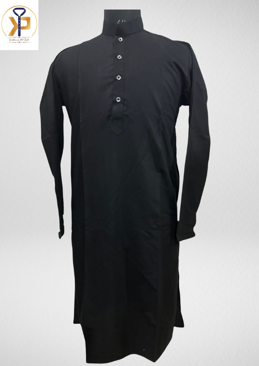 KPD5069 Plus Size Black Kurta with Straight Pyjama