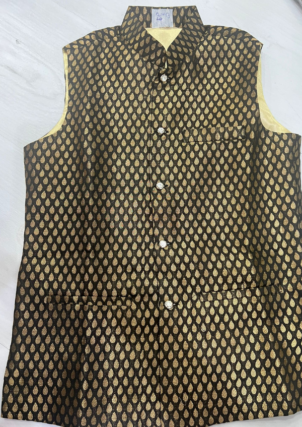 KPK7092 Black Golden Nehru Jacket 4-5y
