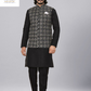 black kurta pyjama set with black nehru jacket