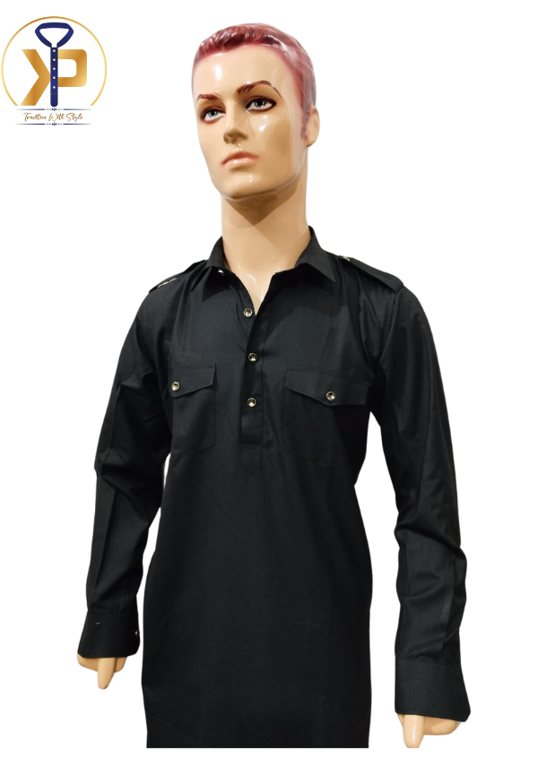 black pathani kurta pyjama set