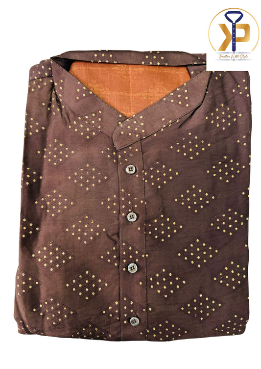 brown plus size kurta pyjama set