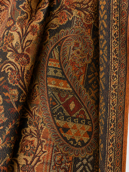 KPSH0152 Rust & Black Reversible Paisley Pashmina Stole