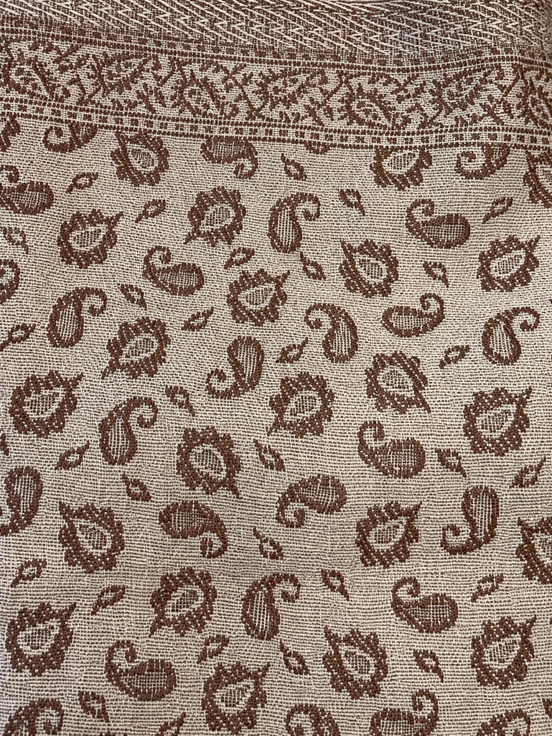 KPSH0153 Beige & Brown Reversible Pashmina Stole with Traditional Paisley Design