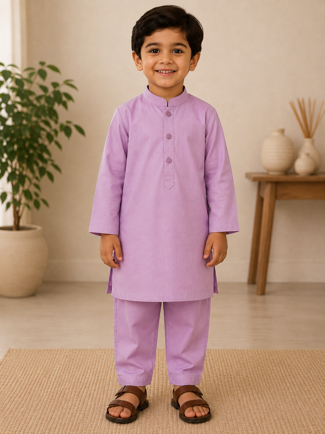 KPK7118 Lavender Purple Pathani Set