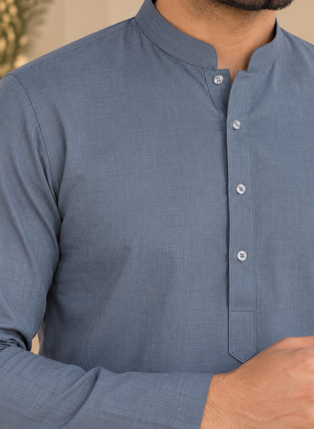 KPC1063 Grey Plain Kurta with Matching Grey Pyjama Set