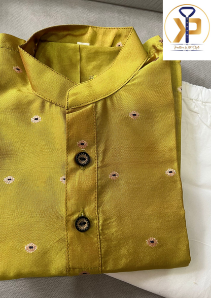 dark golden kurta white pyjama boys