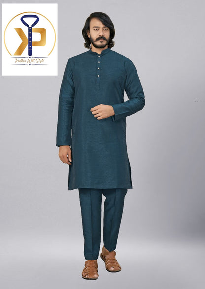 dark teal blue kurta polo pant