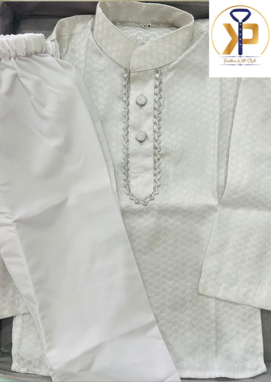Designer WhiteKurta Pyjama Set 5-6y