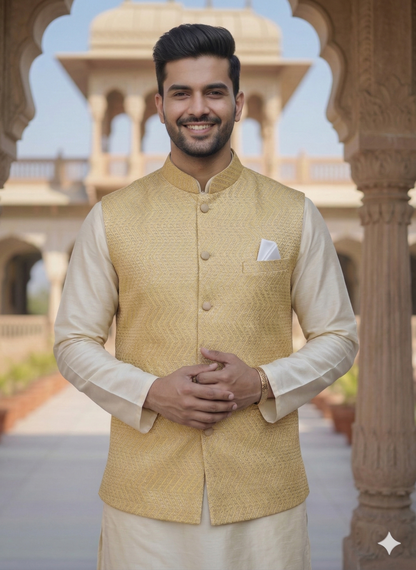 KPJ7091 Mustard Yellow Nehru Jacket