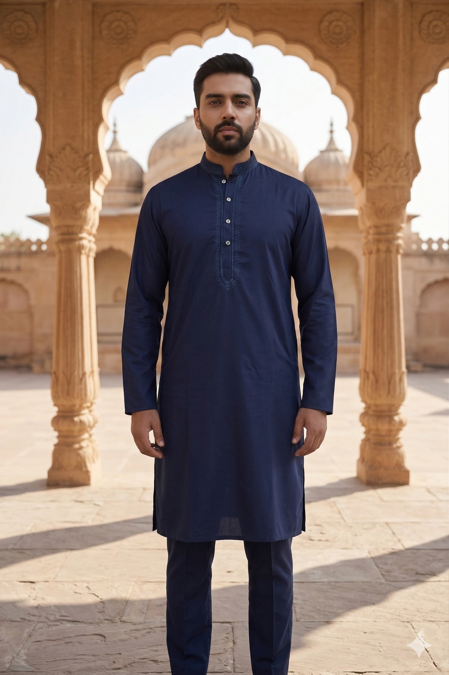 KPD6205 Dark Blue Embroidery Kurta Pyjama Set
