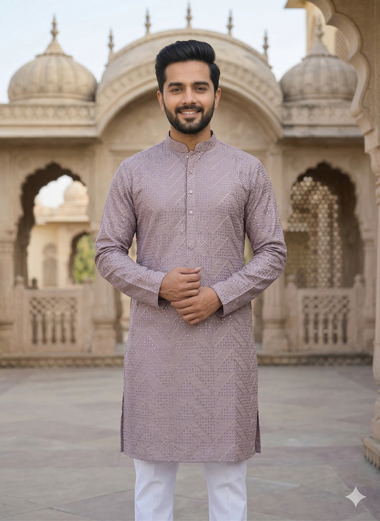 KPD6189 Icy Lavender Kurta Pyjama Set