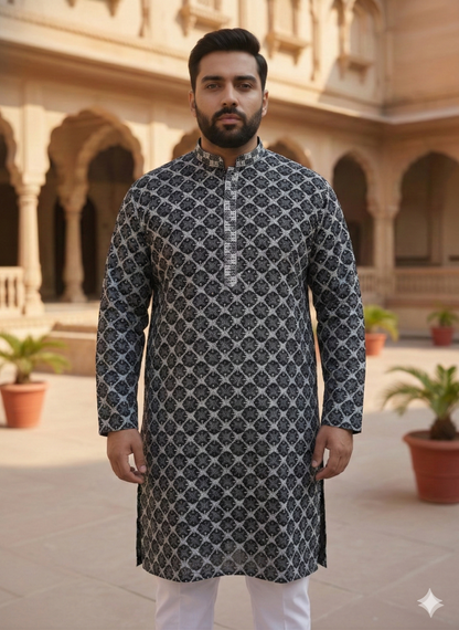 KPD4067 Plus Size Black Kurta with Pyjama