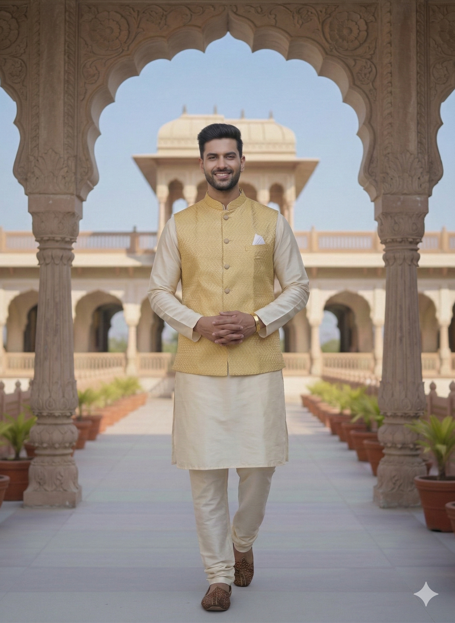 KPJ7091 Mustard Yellow Nehru Jacket