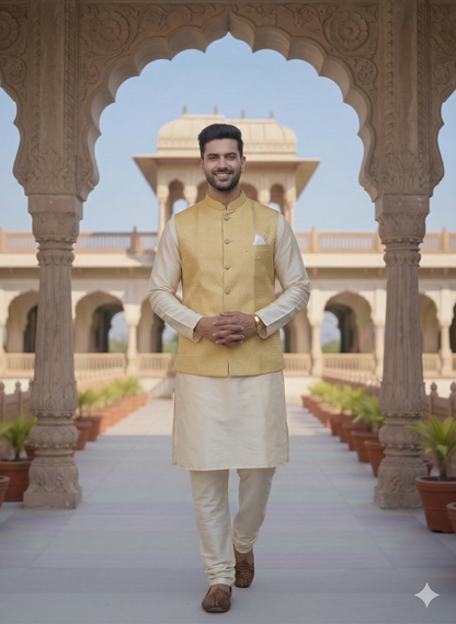 KPJ7091 Mustard Yellow Nehru Jacket