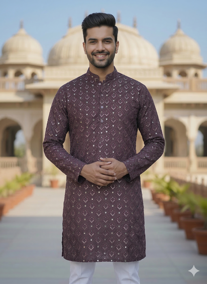 KPD6183 Plum Wine Kurta Pyjama Set