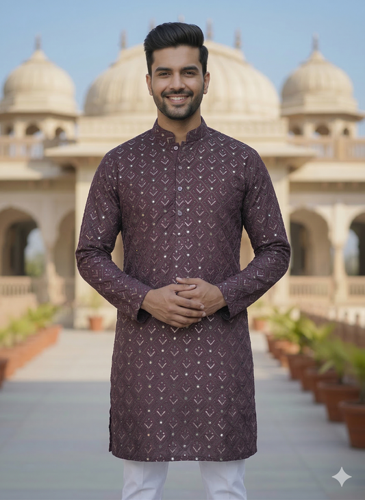 KPD6183 Plum Wine Kurta Pyjama Set