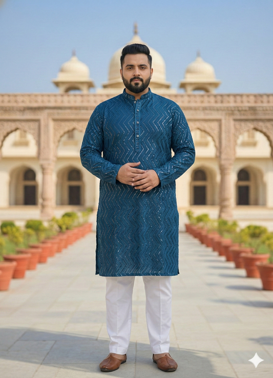 KPD4062 Plus Size Teal Kurta with Pyjama