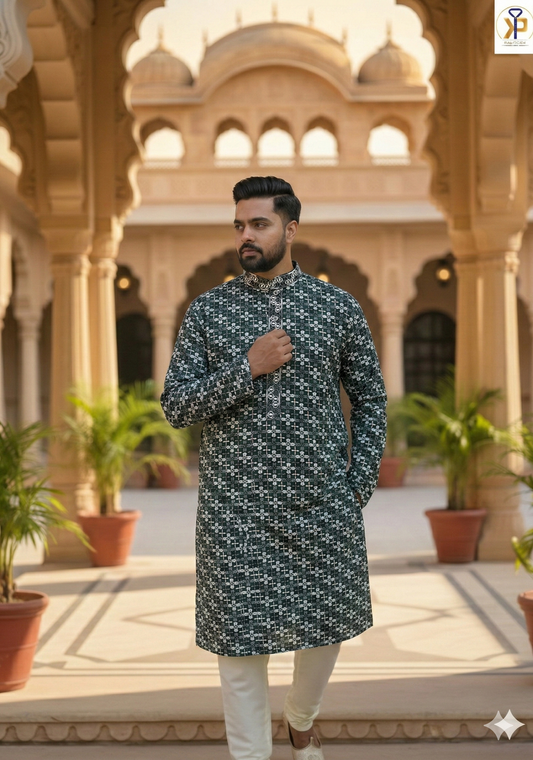 KPD4065 Plus Size Green Kurta with Pyjama