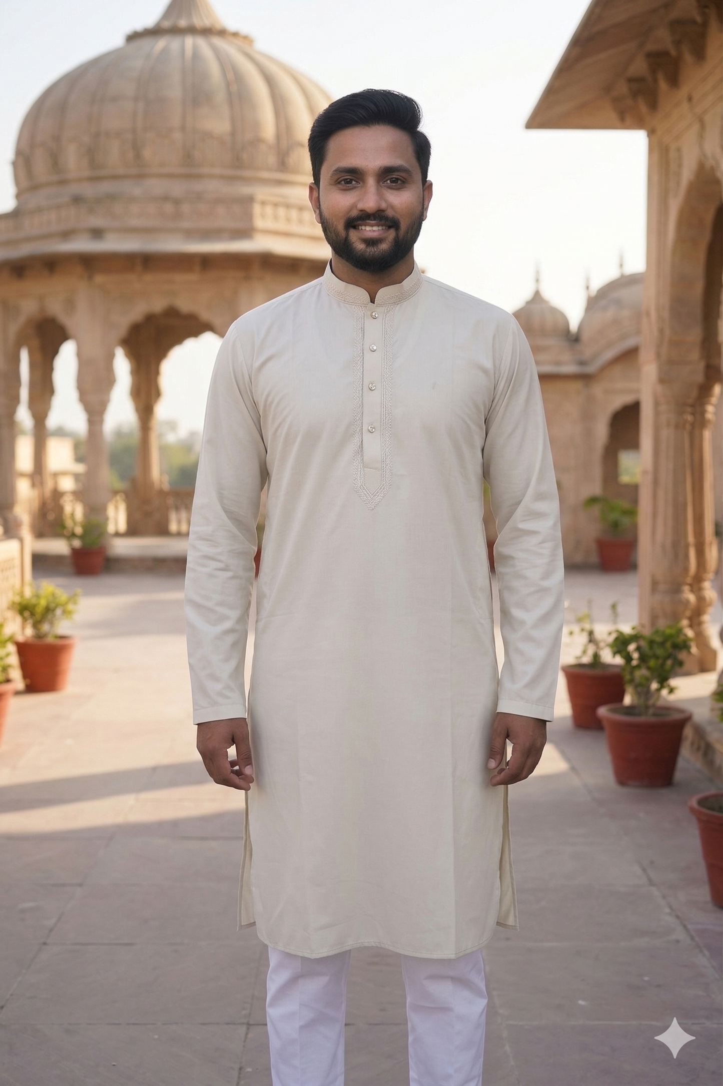 KPD6206 Soft Ivory Embroidery Kurta Pyjama Set