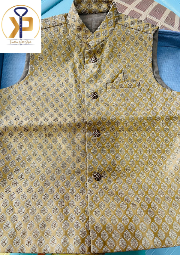 golden design nehru jacket for kids
