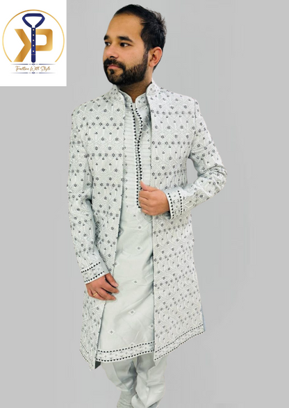 grey sherwani for men