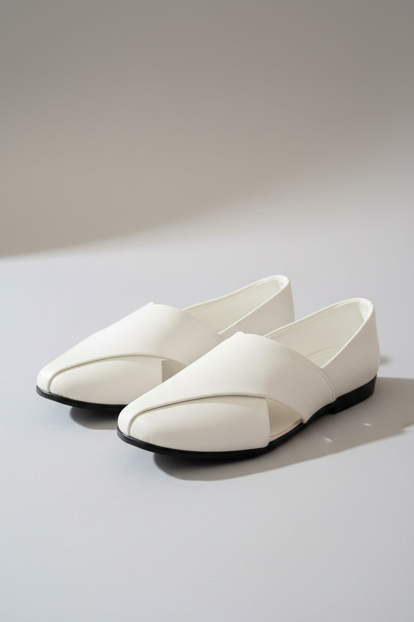 KPL0065 White Peshavri Jutti/Khussa For Men
