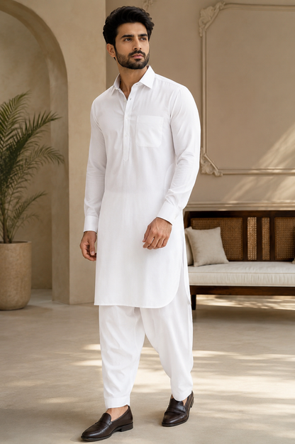 KPC1045 White Pathani Set