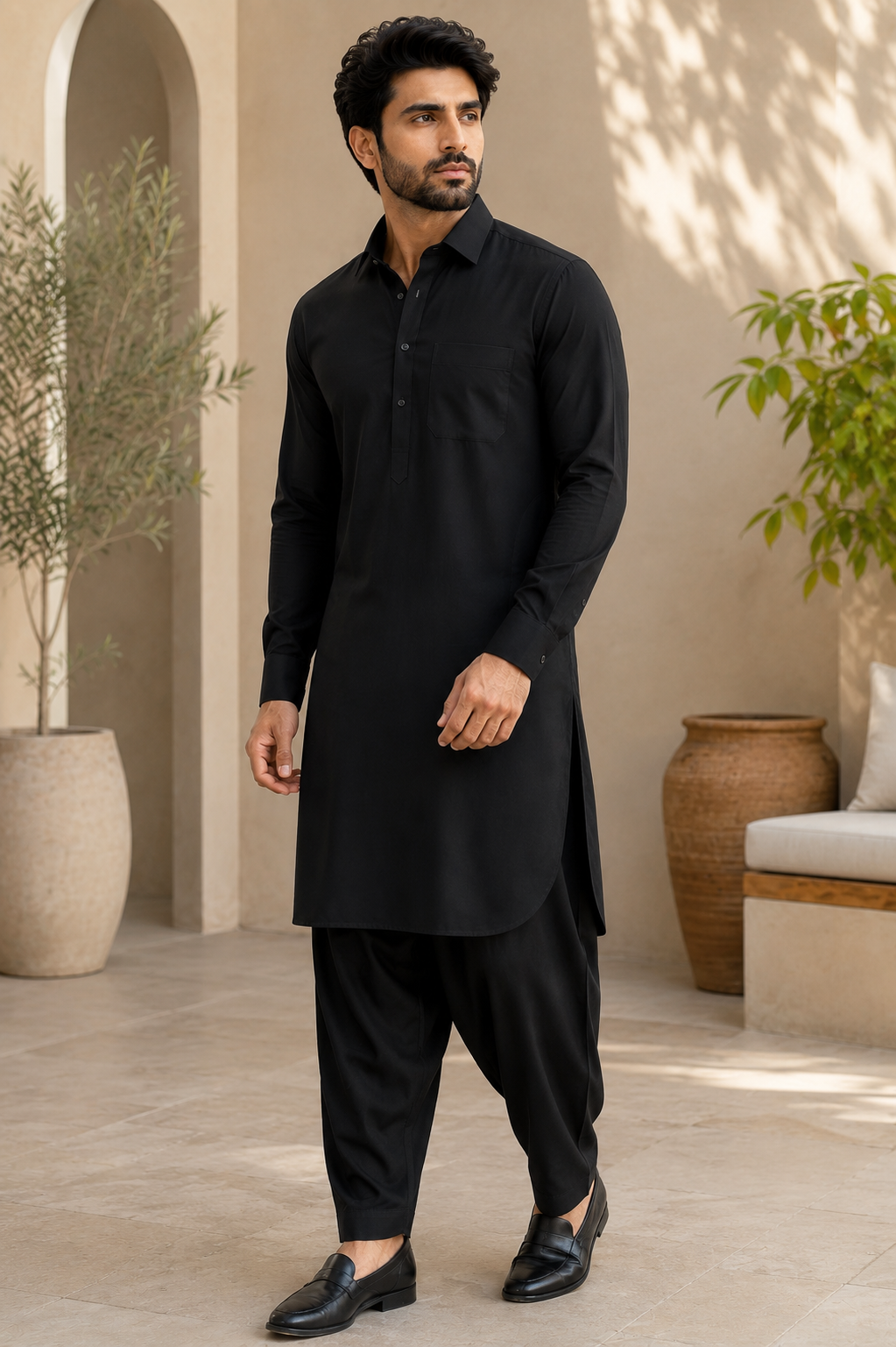 KPC1046 Black Pathani Set