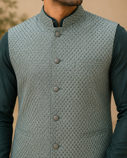 KPJ7124 Sage Green Nehru Jacket