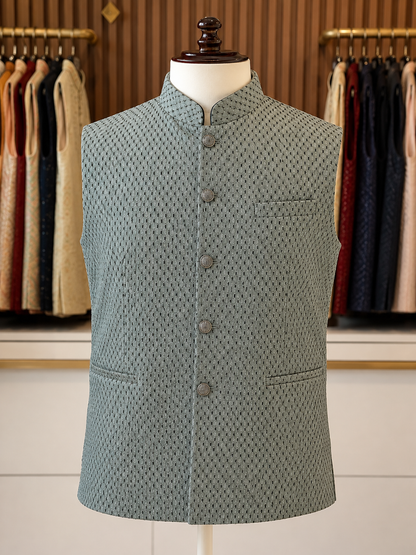KPJ7124 Sage Green Nehru Jacket