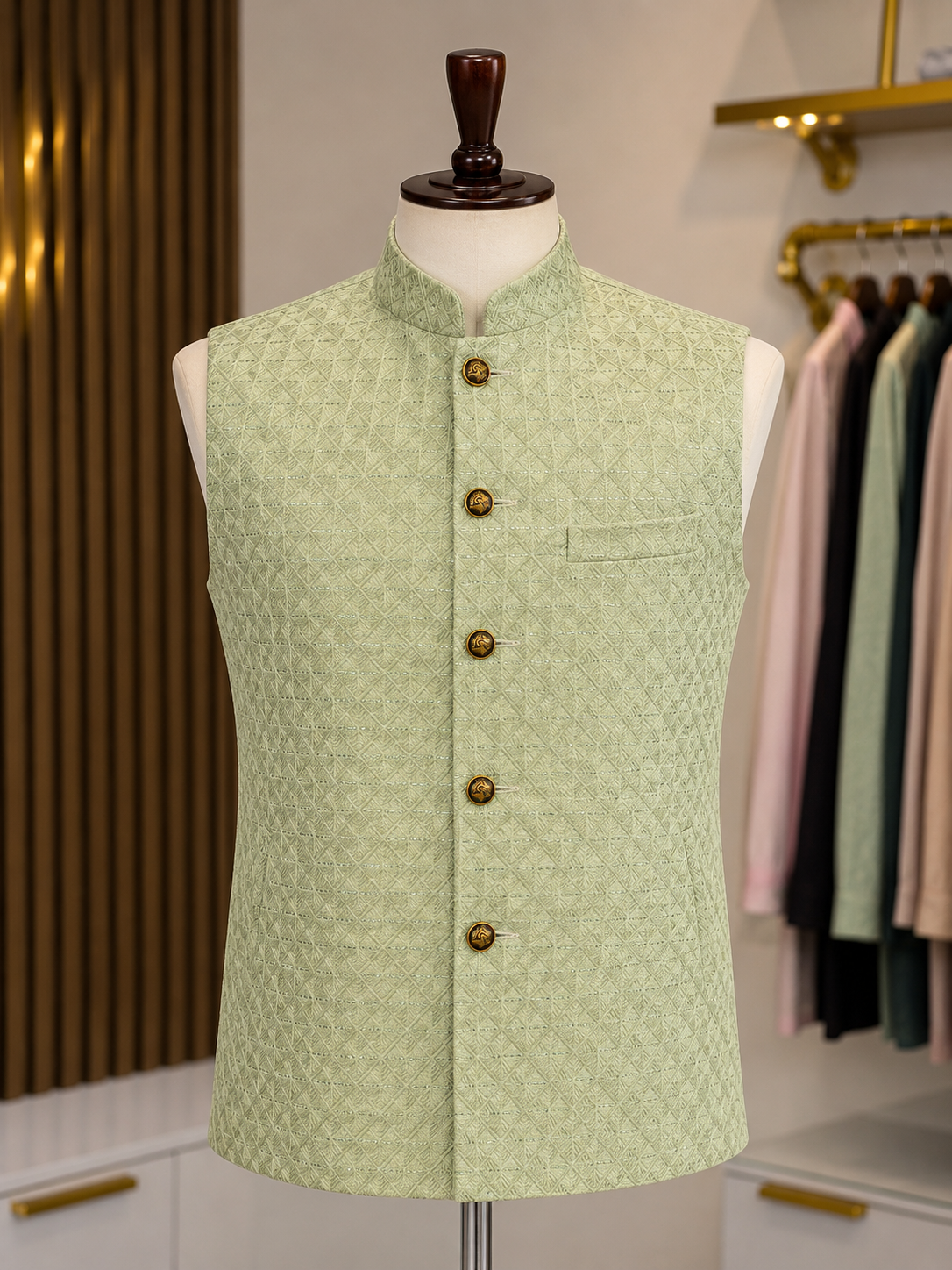 men green nehru jacket