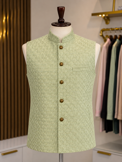 men green nehru jacket