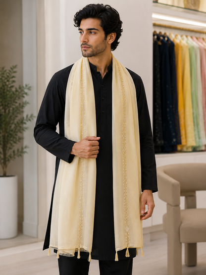 KPSH0148 Light Beige Pale Gold Stole