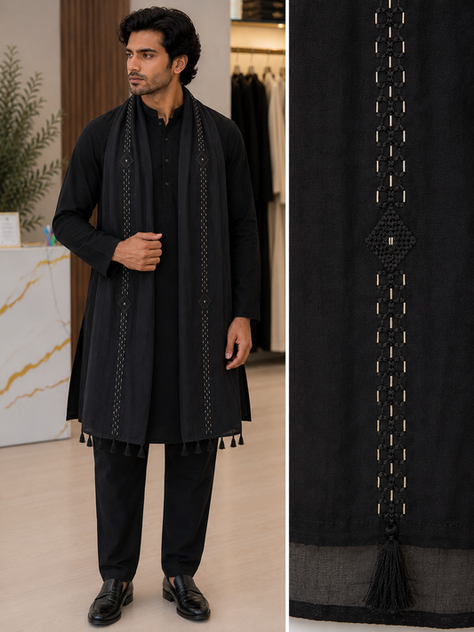 KPSH0150 Black Cotton Stole